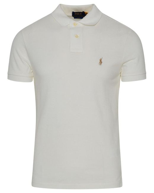 Polo Ralph Lauren Gray White Cotton Polo Shirt for men
