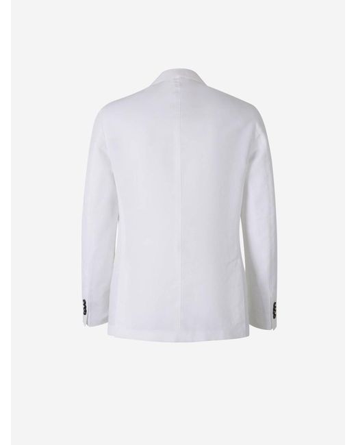 Incotex White Plain Linen Suit for men
