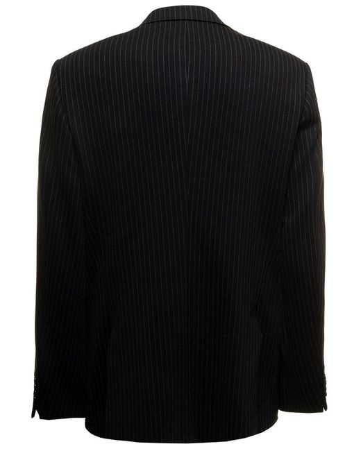 Dolce & Gabbana Black Charchoal Pinstriped Blazer for men