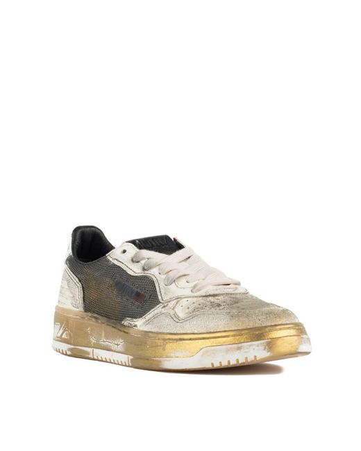 Autry Brown Medalist Low Super Vintage And Leather And Mesh Sneakers
