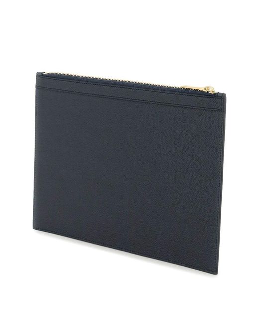 Thom Browne Black Grained Leather Pouch