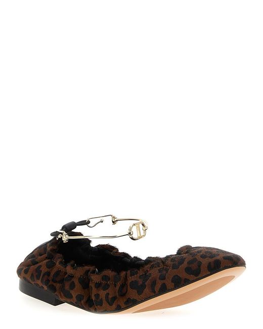 Twinset Black Animal Print Ballet Flats