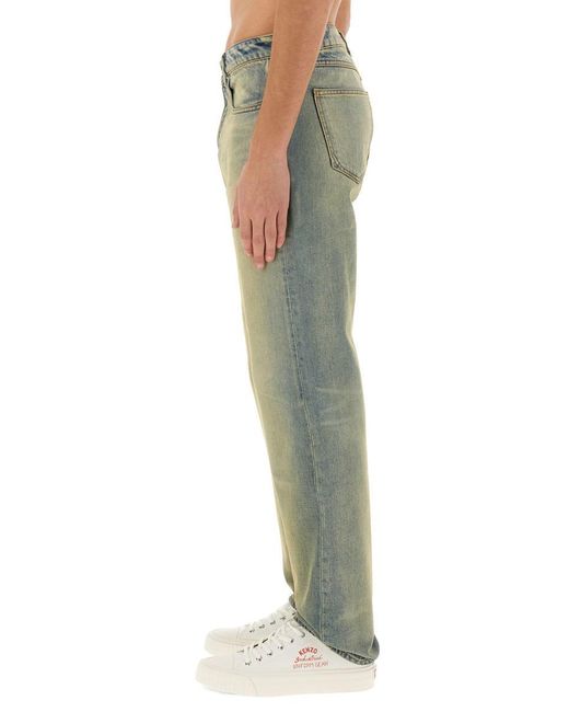 KENZO Green Slim Bara Jeans ' Drawn Varsity' for men