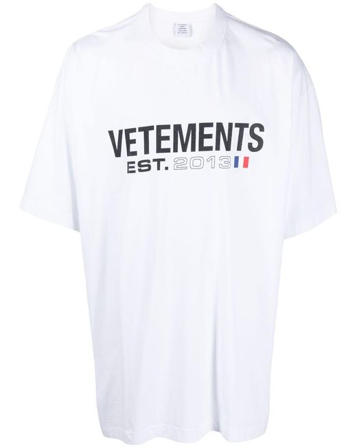 Vetements White Logo Cotton T-shirt for men