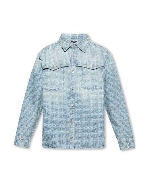 Balmain Blue Jacquard Button Shirt for men