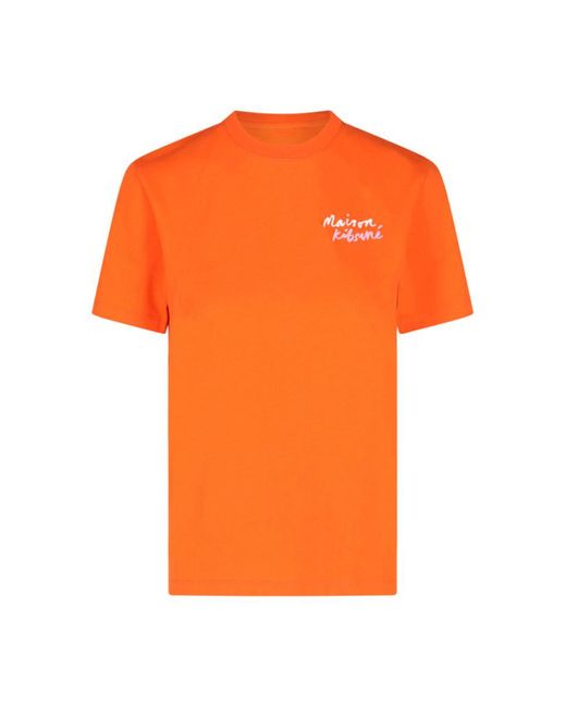 Maison Kitsuné Orange 'mini Handwriting' T-shirt