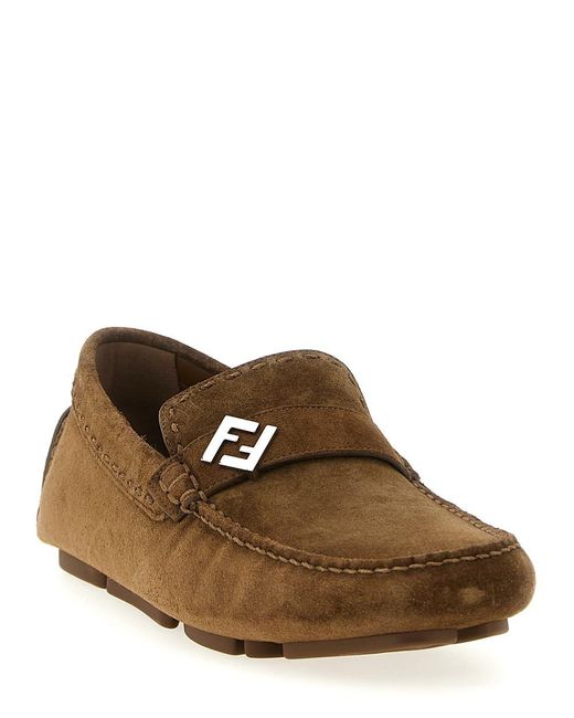 Fendi Brown 'driver Ff' Loafers for men