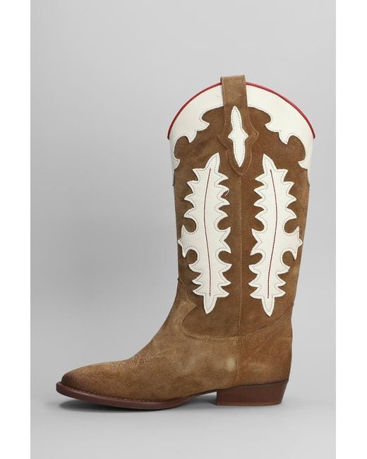 GISÉL MOIRÉ Brown Kansas Texan Boots
