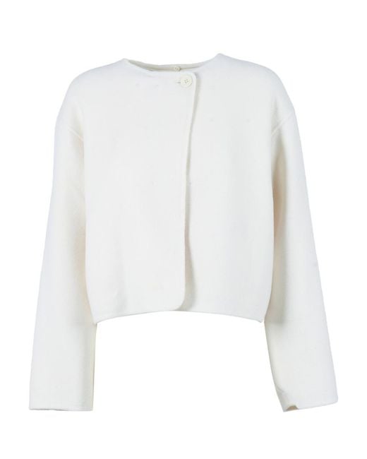 P.A.R.O.S.H. White Cropped Wool Jacket