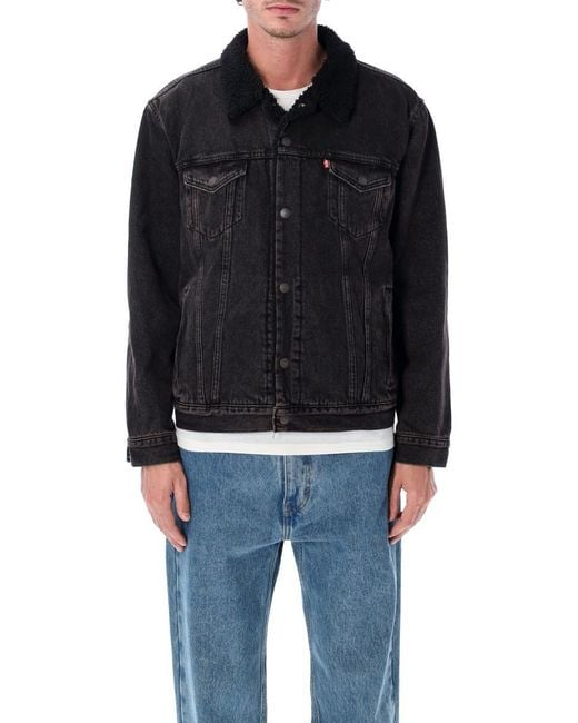 Levi's Black Denim Type Iii Sherpa Trucker Jacket for men