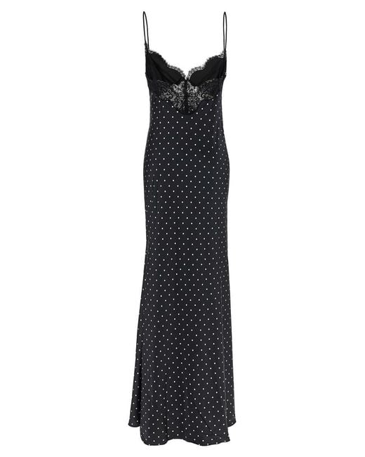 Self-Portrait Black 'Polka Dot Satin Lace Maxi' Dress