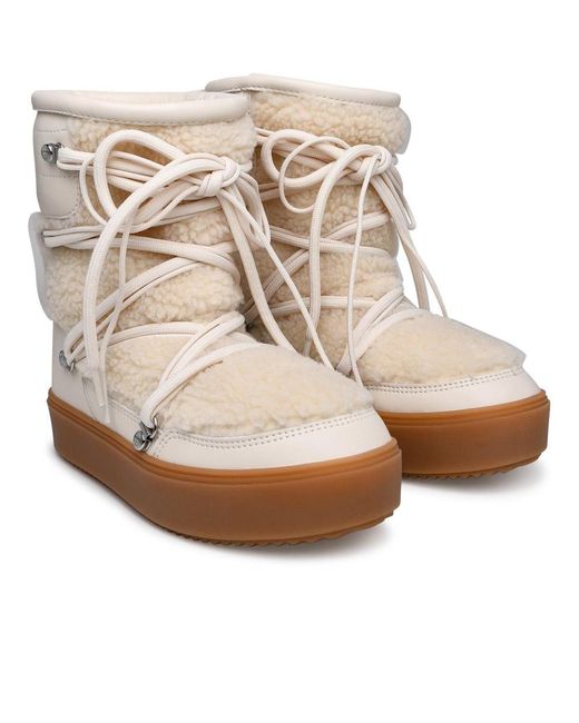 Chiara Ferragni Natural 'snow Cf' Ivory Faux Fur Boots