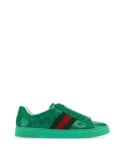 Gucci Green Ace GG Crystal Canvas Sneaker for men