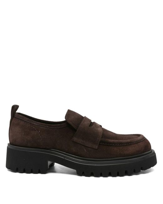 Guglielmo Rotta Black Suede Calfskin Loafers