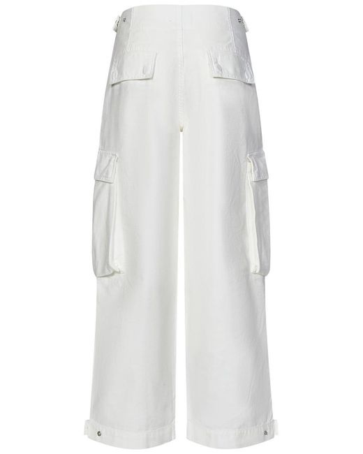 FRAME White Denim Wide Leg Cargo Trousers