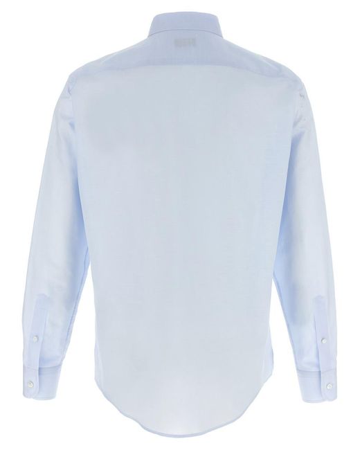 Zegna Blue Linen Blend Shirt With Three-Button Front for men