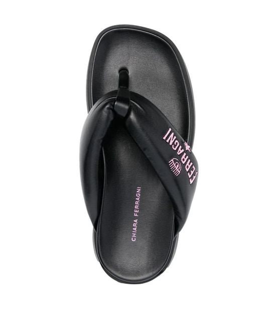 Chiara Ferragni Black Cf Platform Flip Flops
