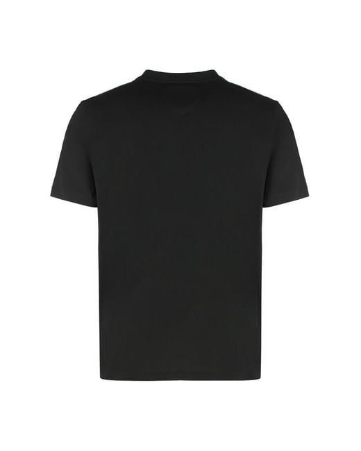 MCM Black Cotton Crew-Neck T-Shirt for men