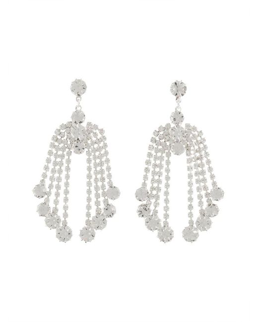Magda Butrym White Dangle Earrings With Crystals