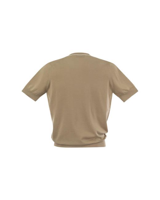 Brunello Cucinelli White Cotton Knit T-Shirt for men