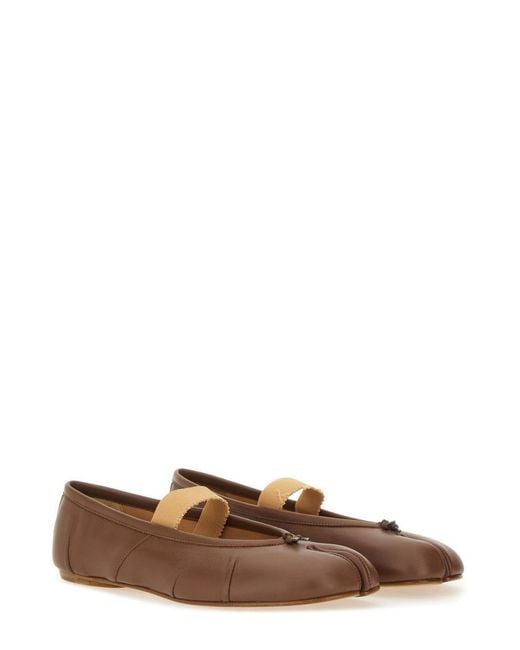 Maison Margiela Brown Tabi Ballerina Flats With Split Toe Design