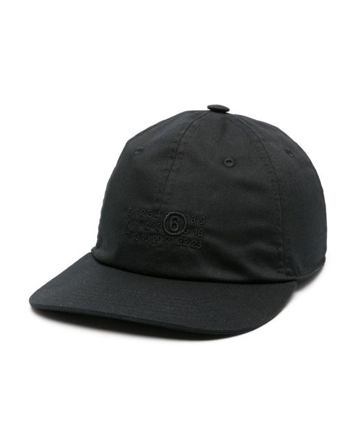 MM6 by Maison Martin Margiela Black Logo Embroidery Cap Hats for men
