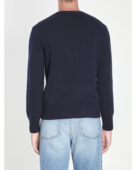 Burberry Blue Wool And Cashmere Pullover for men
