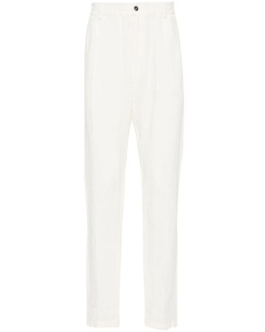 Emporio Armani White Linen Trousers for men