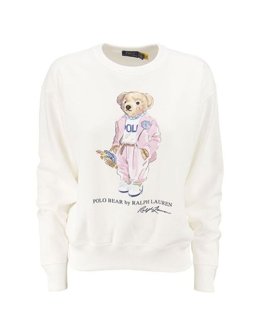 Ralph Lauren White Picnic Polo Bear Sweatshirt