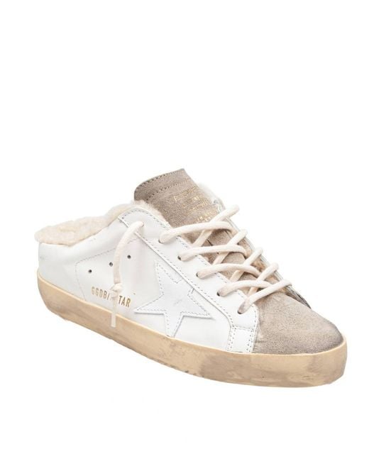 Golden Goose Deluxe Brand White Leather And Suede Sabot
