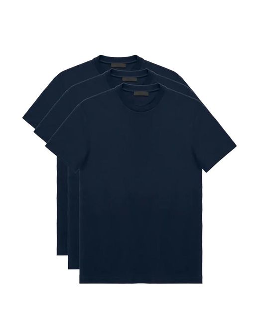 Prada Blue 3-Pack Cotton Jersey Crewneck T-Shirts for men