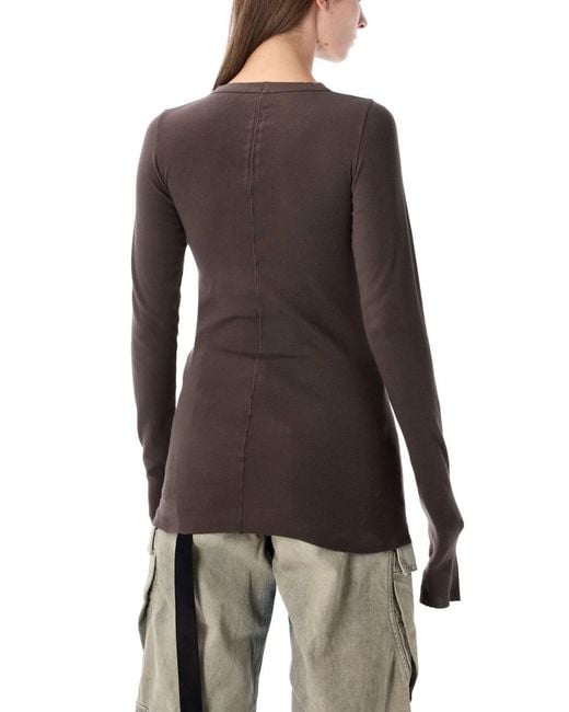 Rick Owens Gray Drkshdw Ribbed Ls T