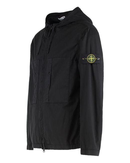 Stone Island Black Hooded Cotton Jacket for men