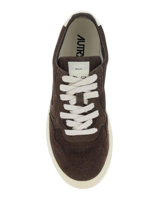 Autry Brown 'Medalist' Low Top Sneakers With Logo Detail