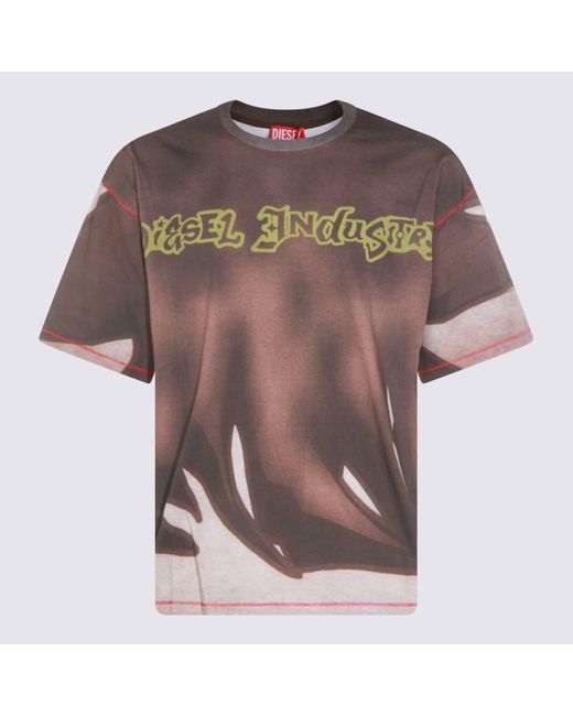 DIESEL Brown Cotton T-Shirt for men