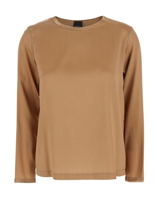 Plain Brown Long Sleeves Blouse