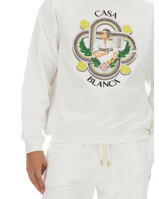 Casablanca White Regular Fit Sweatshirt With Logo Design for men