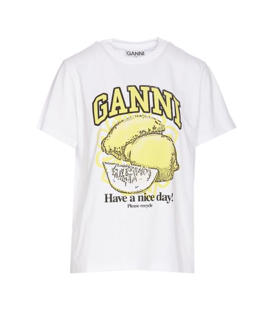 Ganni Metallic 'lemons' T-shirt