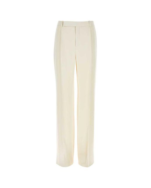 Saint Laurent White Chalk Satin Wide-Leg Pant for men