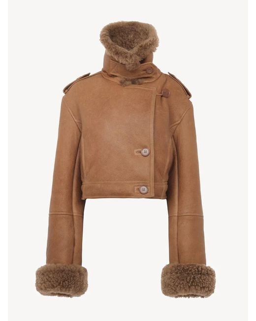 Chloé Brown Short "boxy" Leather Jacket