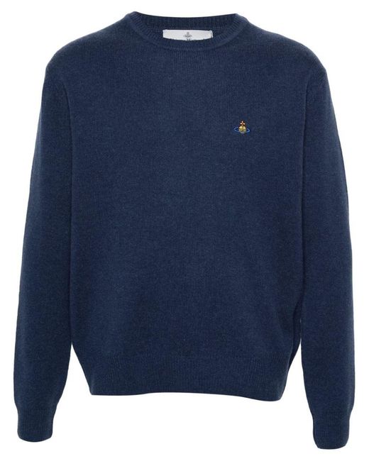 Vivienne Westwood Blue Logo Wool Sweater for men