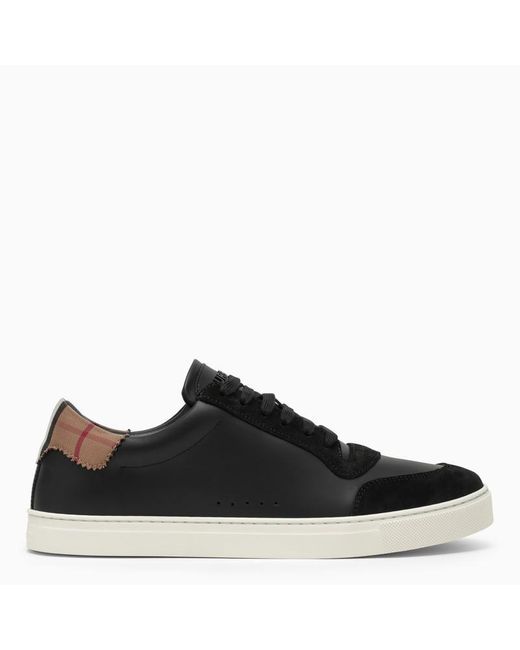 Burberry Black Trainer With Check Pattern for men