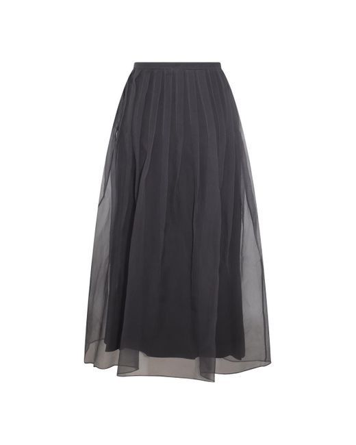 Brunello Cucinelli Gray Dark Silk Skirt