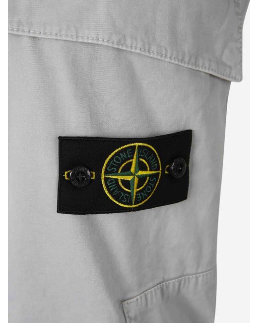 Stone Island Gray Stretch Cargo Pants for men