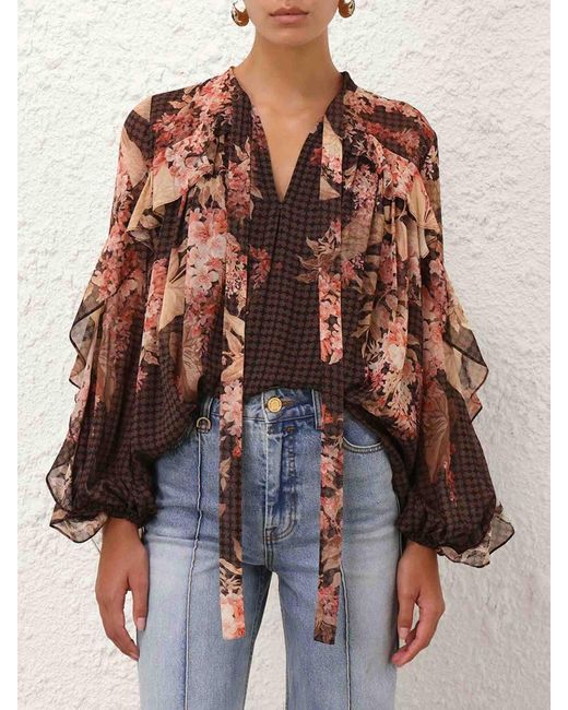 ZIMMERMANN RUFFLED CHIFFON BLOUSE 270155