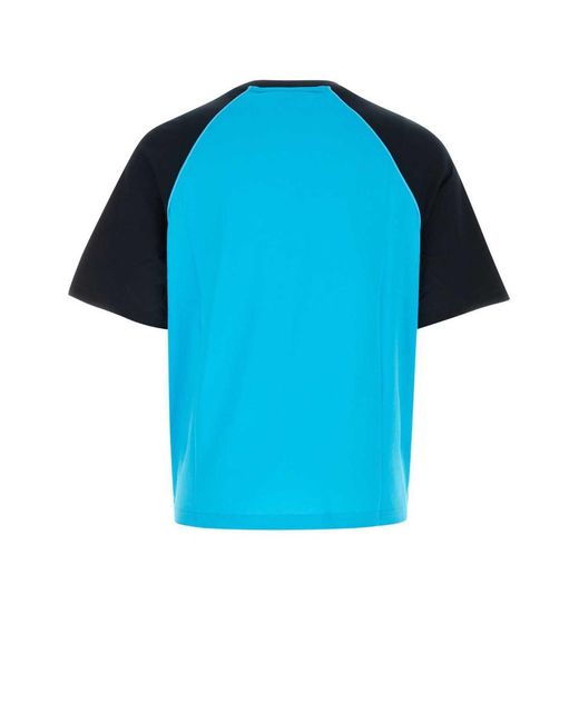 Fendi Blue Two-tone Cotton T-shirt for men