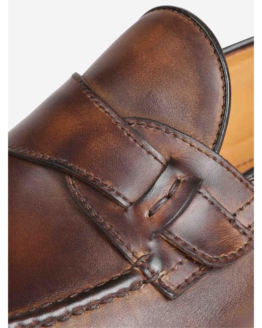 Bontoni Brown Riviera Leather Loafers for men