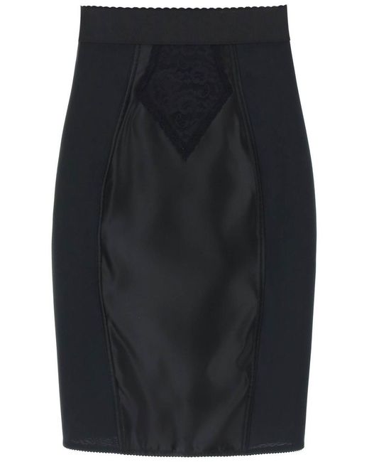 Dolce & Gabbana Black "Mini Satin And Powernet Skirt"