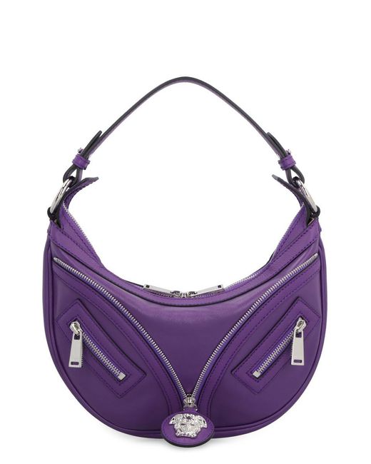 Versace Purple Repeat Leather Shoulder Bag