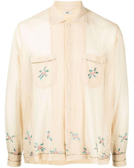Bode Natural Transparent-design Cotton Shirt for men